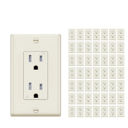 Vista 20 de Micmi Toma de corriente decorativa resistente a manipulaciones, toma de corriente eléctrica decorativa, 15 amperios, 125 voltios, conexión a tierra