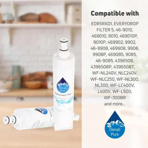 Vista 9 de Filtro de agua de repuesto para refrigerador Whirlpool ED5VHGXML13, compatible con cartucho de filtro de agua para refrigerador Whirlpool 4396508