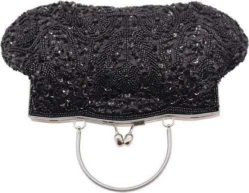 Vista 4 de Bolso de noche de lentejuelas vintage de los años 20 para mujer, bolso de noche formal cruzado de noche, baile de graduación, cóctel, fiesta, bolsos