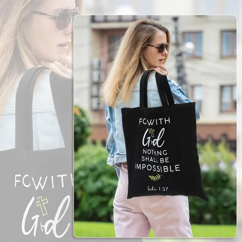 Vista 3 de Locmeo 12 bolsas de regalo cristianas para mujeres, bolsas de mano con versículos de la Biblia, regalo inspirador estético de las escrituras