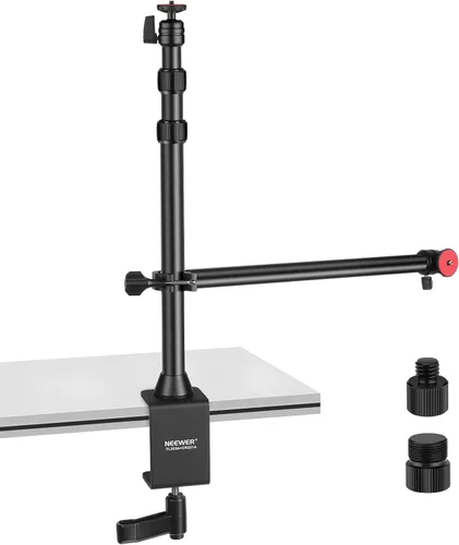 Vista 12 de NEEWER Kit de Soporte de Cámara Mejorado con Brazo de Boom Telescópico de Tres Pliegues (Carga Máxima 2lb), Soporte de Escritorio Telescópico
