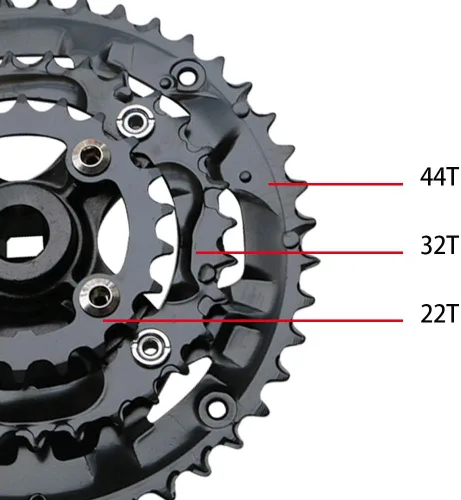 Vista 5 de 9S 9speed 22 32 44T 6.693 in longitud de manivela MTB Mountain Bike Chainset 104BCD 64BCD fácil de modificar conjunto de manivela simple