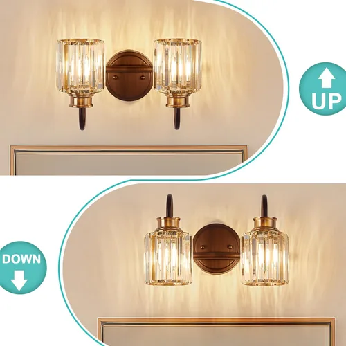 Vista 5 de ORB Accesorios de Iluminación para Baño con Pantalla de Cristal K9 Iluminación de Baño Sobre Espejo Luces de Tocador para Sala de Estar, Dormitorio
