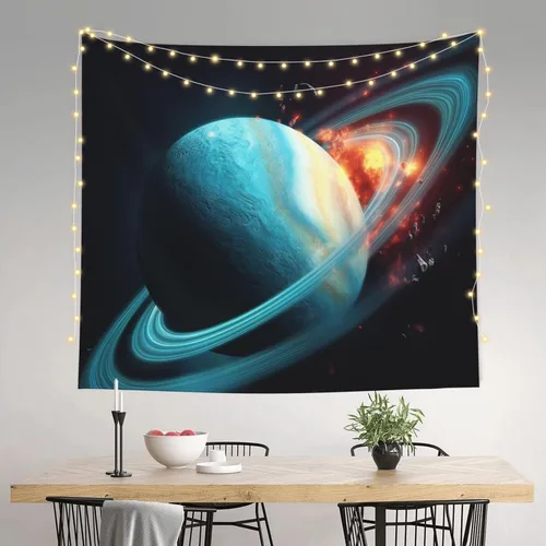 Vista 13 de VTCTOASY Tapiz de pintura de paisaje de universo, tapices para colgar en la pared para dormitorio, decoración del hogar, tapices estéticos