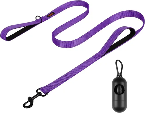 Vista 14 de Correa resistente para perros con 2 asas - Correa reflectante anti-tracción de 6 pies para perros grandes, asa acolchada de tráfico para control