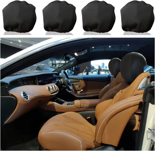 Vista 7 de 4 fundas para reposacabezas de automóvil, protector suave y transpirable para reposacabezas de asiento de automóvil, accesorios automotrices