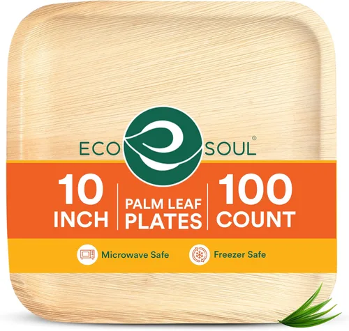 Vista 13 de ECO SOUL Platos de Hoja de Palma de 6" Cuadrados (50 Unidades) – Desechables, Ecológicos, Platos de Aperitivo de Bambú Biodegradables – Vajilla
