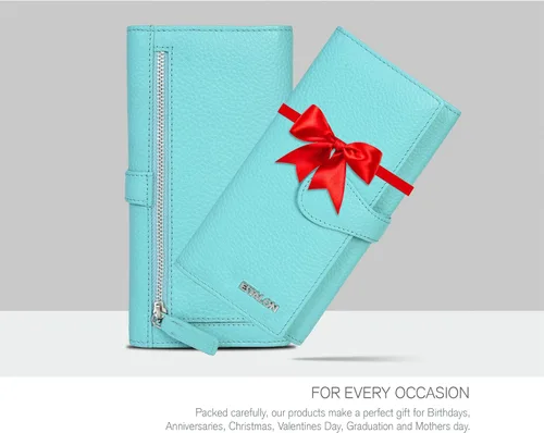 Vista 6 de Carteras de piel con bloqueo RFID, para cheques, con 11 ranuras para tarjetas, para mujer, cartera Rfid