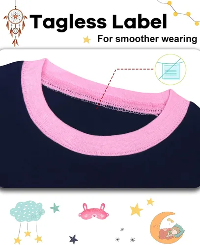 Vista 2 de DAUGHTER QUEEN Pijama de algodón para niñas de 4 piezas, talla 18 meses-12 años