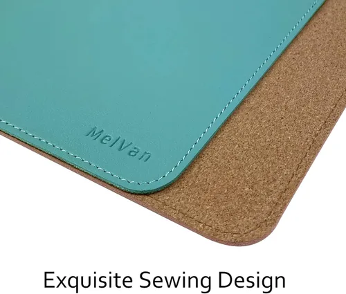 Vista 4 de MelVan Alfombrilla de mouse de piel sintética con borde cosido, alfombrilla de mouse de madera, alfombrilla de mouse impermeable para computadoras