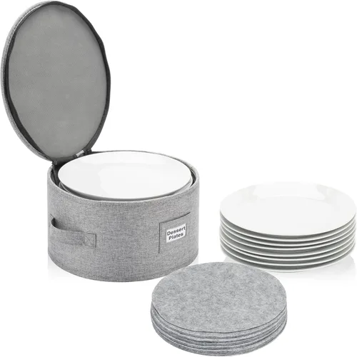 Vista 16 de Juego de 4 cajas de almacenamiento de porcelana para vajilla – Carcasa rígida y apilable – Tamaños: 12 – 10 – 8.5 pulgadas y 7 pulgadas de ancho