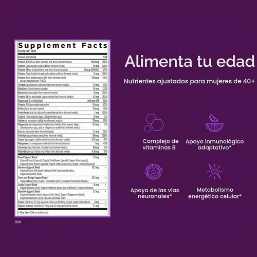 Vista 4 de Comprimidos multivitamínicos para mujeres de 40 años en adelante New Chapter, una al día, ANC-204, 1, 1