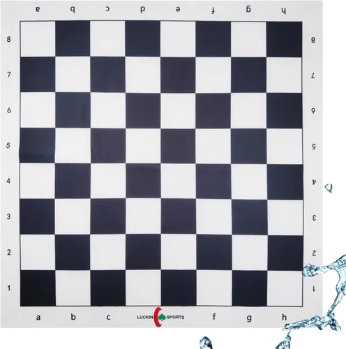 Vista 8 de Tablero de ajedrez profesional estándar, 20 x 20 pulgadas de tamaño con cuadrados de 2.25 pulgadas. Tela de fieltro 100% duradera. Impermeable y Azul