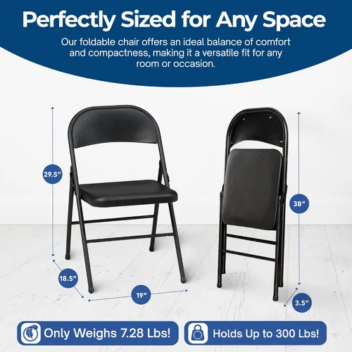 Vista 2 de MECO Sudden Comfort - Juego de sillas plegables de acero con marco de acero Respaldo contorneado para eventos en interiores o exteriores, juego