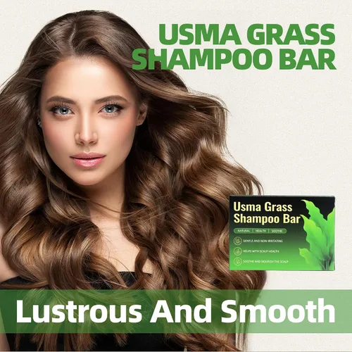 Vista 8 de Usma Grass - Barra de champú para adelgazar el cabello, champú sólido de rutina de jugo Usman para engrosar y oscurecer, pérdida de cabello