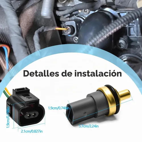 Vista 4 de Sensor de temperatura del refrigerante con arnés de conector compatible con Audi A3 A4 A5 A6 A7 A8 S4 S5 S6 S8 Q5 Q7, Passat Jetta Golf CC Tiguan