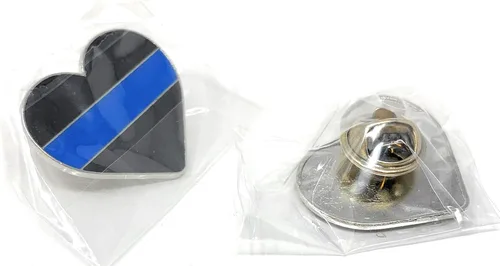 Vista 4 de Funiverse Bulk 20 Pack Delgado Línea Azul Corazón Apreciación Policía Solapa Tie Pin
