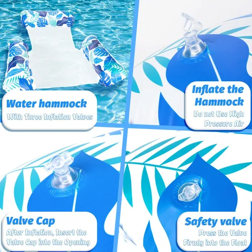 Vista 4 de 2 paquetes de flotadores inflables para piscina para adultos, sillas flotantes 4 en 1, accesorios inflables para piscina, fideos, juguetes