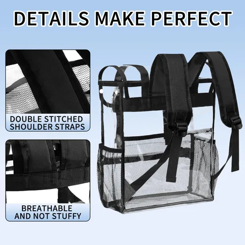 Vista 4 de Mochilas transparentes, Estilo2púrpura, Mochila transparente grande resistente Pvc Bolsa transparente