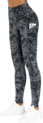 Vista 2 de THE GYM PEOPLE - Pantalones deportivos gruesos de tiro alto, con bolsillos y control de abdomen, leggings para entrenar, correr, hacer yoga