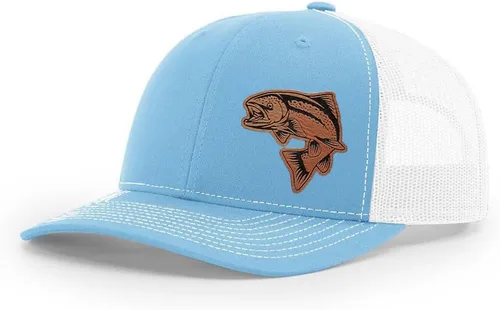 Vista 31 de Sombrero de pesca de salmón con parche de cuero grabado láser Richardson 112 Snapback Trucker Cap