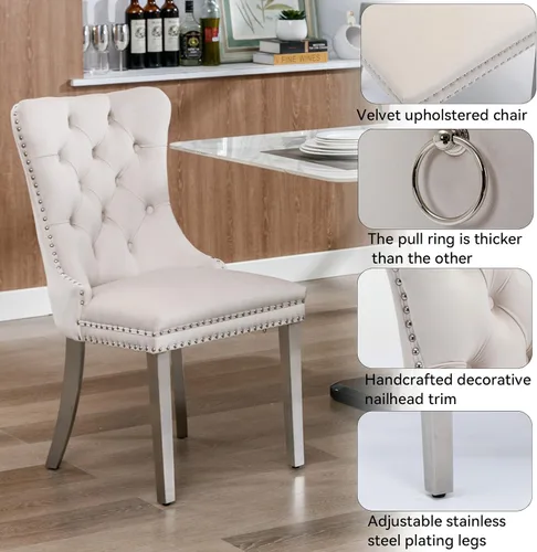 Vista 7 de Juego de mesa de comedor de cristal plateado moderno de 70 pulgadas para 4, juego de mesa de comedor rectangular de 5 piezas con patas de acero