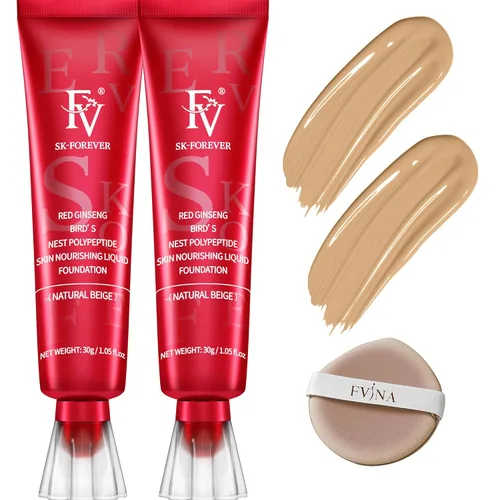 Vista 12 de FV Paquete de 2 bases impermeables, base ligera y de cobertura media con acabado mate, control de aceite, maquillaje líquido de larga duración