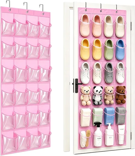 Vista 11 de Organizador de Zapatos Sobre la Puerta - Zapatero que Ahorra Espacio para Puerta de Closet con 24 Bolsillos y Gancho, Soporte para Zapatos