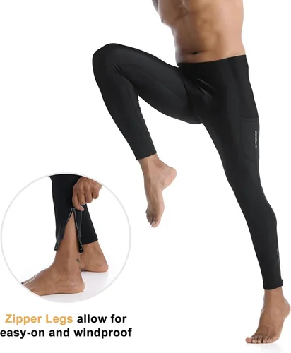 Vista 4 de X-TIGER Pantalones de bicicleta térmicos 5D acolchados para hombre, con 3 bolsillos, para montar en invierno, montaña, carretera, ciclismo