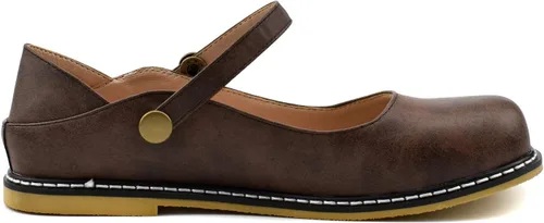 Vista 4 de 100FIXEO Women Buckle Ankle Strap Mary Jane Flat Shoes