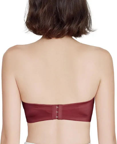 Vista 3 de FallSweet Sujetador sin tirantes para mujer, brasier con relleno push up, añade dos copas, sin varillas