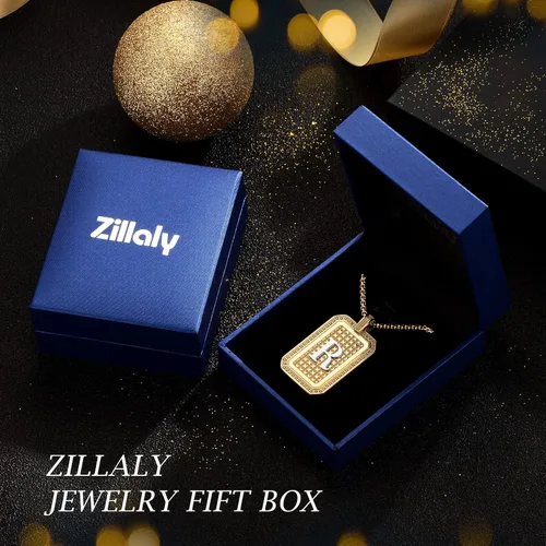 Vista 6 de Zillaly Collar con dije de inicial, letra mayúscula, oro de 18 quilates, joyería de diamantes A-Z para hombres y mujeres, regalo de Navidad, Acero
