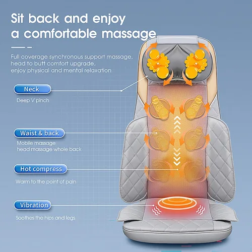 Vista 7 de Masajeador de espalda, masajeador Shiatsu de cuello y espalda con calor, masajeador de espalda 4D para aliviar el dolor de tejido profundo, cómodo