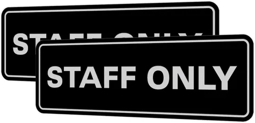 Vista 121 de All Quality Letrero estándar para pared o puerta Fácil instalación Señales de trabajo de oficina Seguridad mejorada – Negro – Pequeño