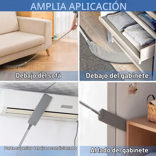 Vista 5 de Limpiador de polvo de microfibra, artefacto de limpieza de polvo de huecos con poste de extensión y cabezal flexible, plumeros extensibles lavables