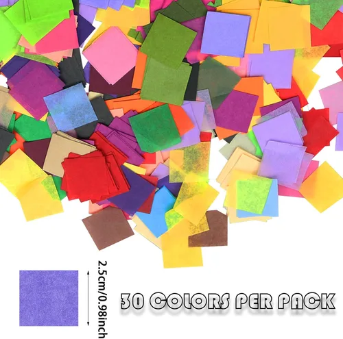 Vista 2 de Jyongmer 9000 hojas de papel de seda de colores de 1 pulgada - 30 papeles de seda surtidos para proyectos de arte Scrunch