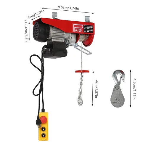 Vista 2 de Electric Hoist 1543lbs, 110V Electric Winch with Wired Remote Control Single/Double Slings, Electric Lift for Lifting in Garage Factory Attic