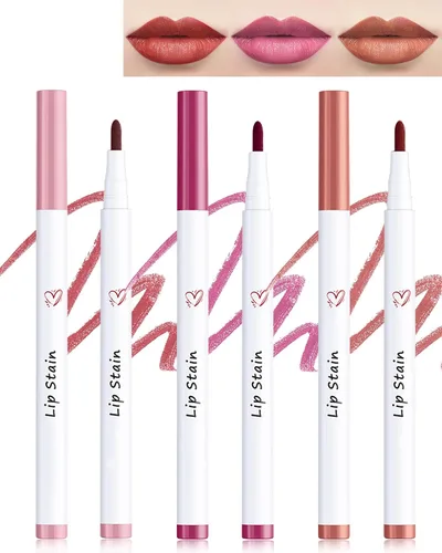 Vista 13 de Lápiz de Maquillaje para Tinte de Labios-1 Pieza Tinte de Labios Hidratante Rosa Berry Lápiz Delineador de Labios Líquido, Aspecto de Color Mate 01#