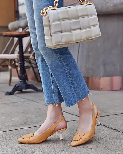 Vista 3 de Zapatos de vestir con tacón bajo y puntera cerrada para mujer, zapatos de vestir sexy y elegantes para boda y oficina
