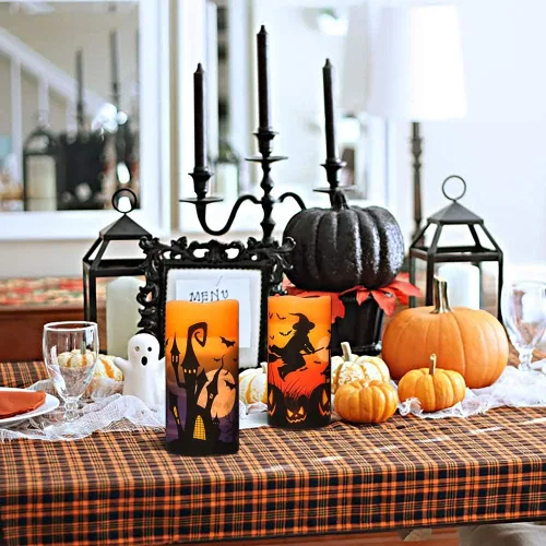 Vista 4 de Juego de 3 velas de calcomanía de Halloween de DRomance