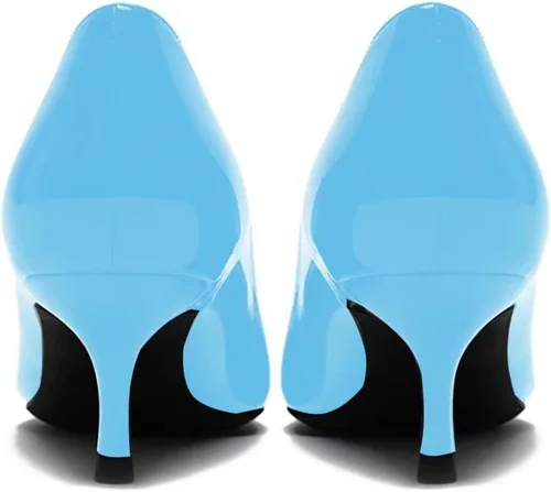 Vista 4 de Eldof Zapatos de tacón de gatito para mujer con punta puntiaguda, tacones bajos, zapatos cómodos de 2.6 pulgadas para vestido, fiesta, oficina