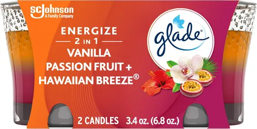 Vista 6 de Glade Tarro de velas, ambientador, 2 en 1, abrazo de vainilla transparente y canela de manzana, 3.4 onzas