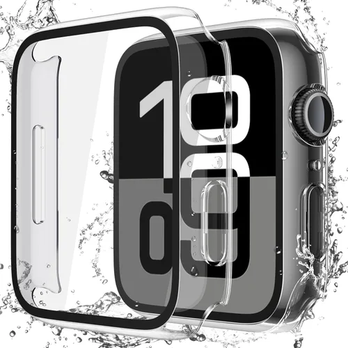 Vista 35 de Misxi Paquete de 2 fundas impermeables con botón diseñadas para Apple Watch Series 3 Series 2 de 38mm, funda rígida de policarbonato anticaídas