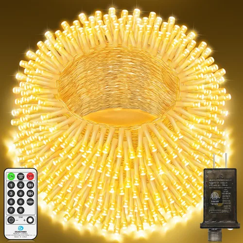 Vista 15 de Luces de Navidad de 200 pies con 500 luces LED para decoración al aire Rojo+Verde