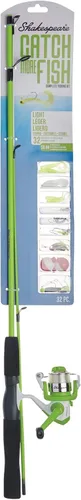 Vista 4 de Shakespeare Catch More Fish Spinning Reel and Fishing Rod Combo with Kit rojo - mediano