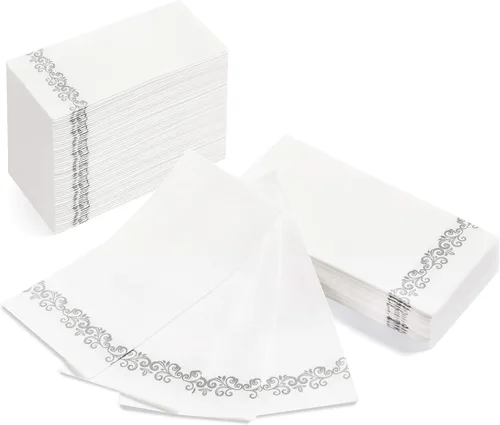 Vista 11 de AMERICAN HOMESTEAD - Toallas de Mano Desechables para Baño - Diseño Decorativo Be Our Guest Dorado - Servilletas de Invitados Similares al Lino