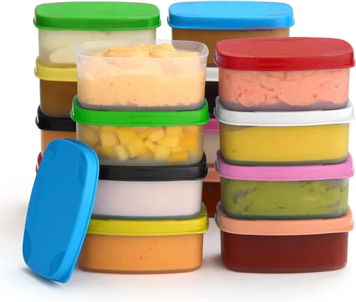 Vista 11 de Recipientes para condimentos con tapas, paquete de 8 unidades, 1.3 onzas. Recipiente para aderezo para ensalada para llevar, pequeños recipientes