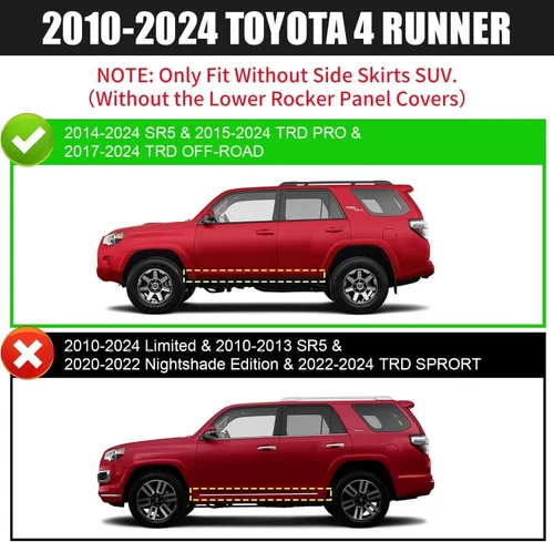 Vista 4 de SMANOW Estribos de Carrera Compatibles con Toyota 4Runner 2010-2024 Sin Faldones Laterales