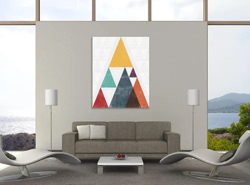 Vista 2 de Jaxson Rea "Mod Triangle III v2 Retro I Gallery Wrapped Canvas by Michael Mullan, 12" x 15