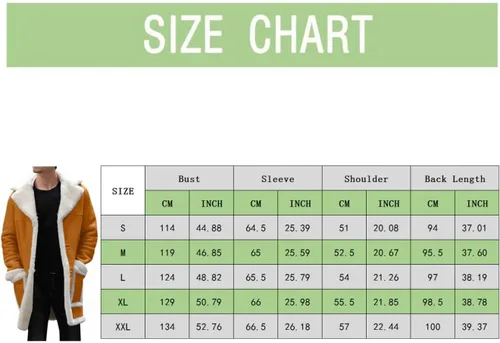 Vista 7 de Chaquetas casuales con forro polar Sherpa para hombre, con cuello de piel abrigada, gabardina larga, tallas grandes y altas con bolsillos